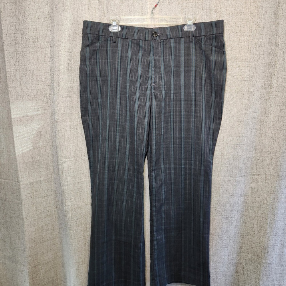 Lee Regular Fit Trousers Women's 18 Teal/Gray Plaid Mid Rise Flex Motion Slacks